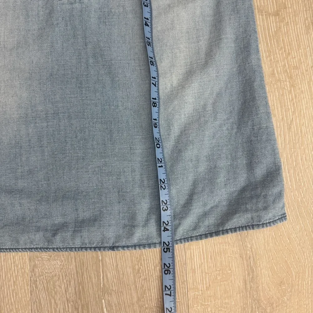 J. Crew Top Chambray Split Neck Long Bell Sleeve Blouse Size XS